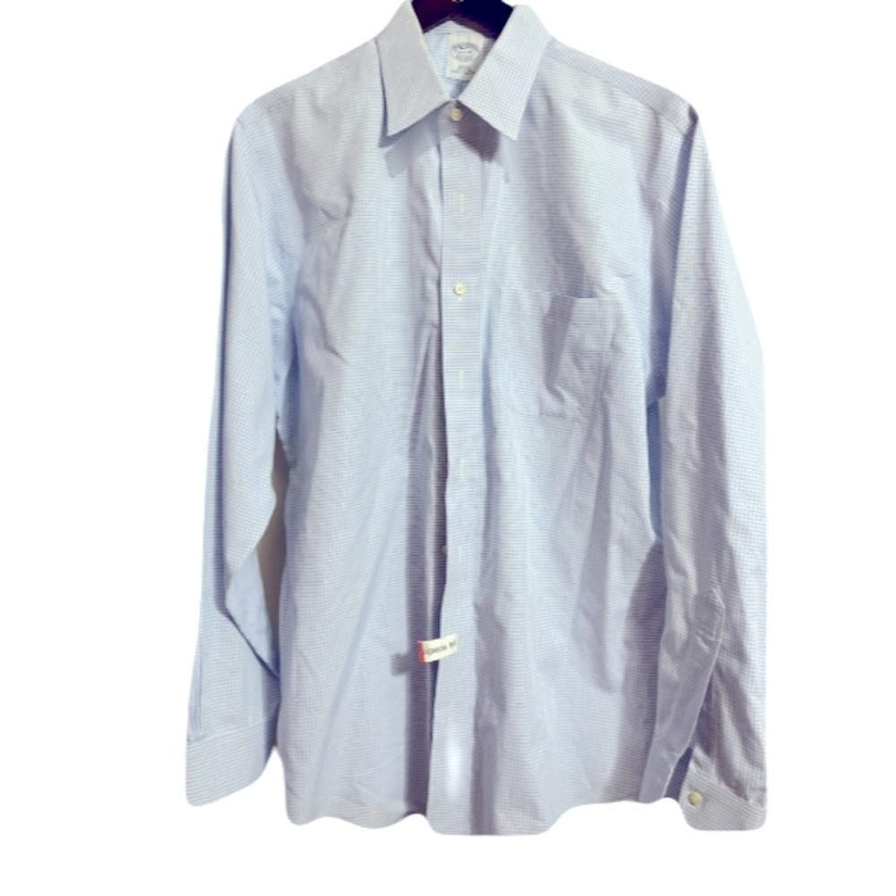 Brooks Brothers Slim Fit Blue Dress Shirt Non Iron Sz 16 1/2 35 Men
